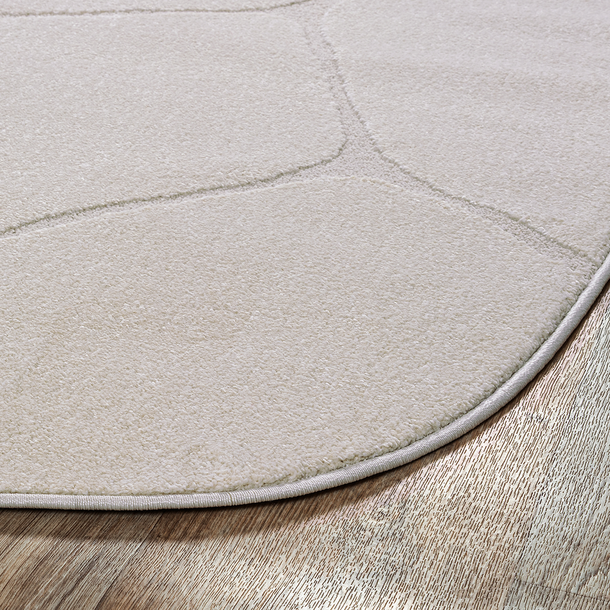 Teppich Kurzflor Wohnzimmer Modern Stein Optik Creme Shape Oval