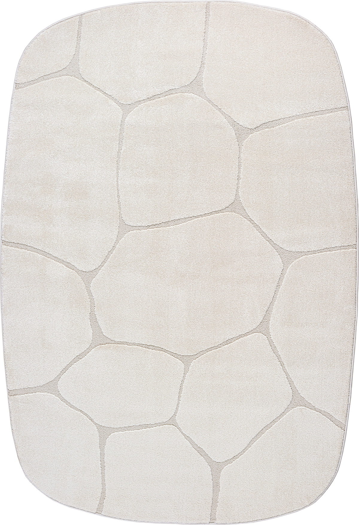 Teppich Kurzflor Wohnzimmer Modern Stein Optik Creme Shape Oval