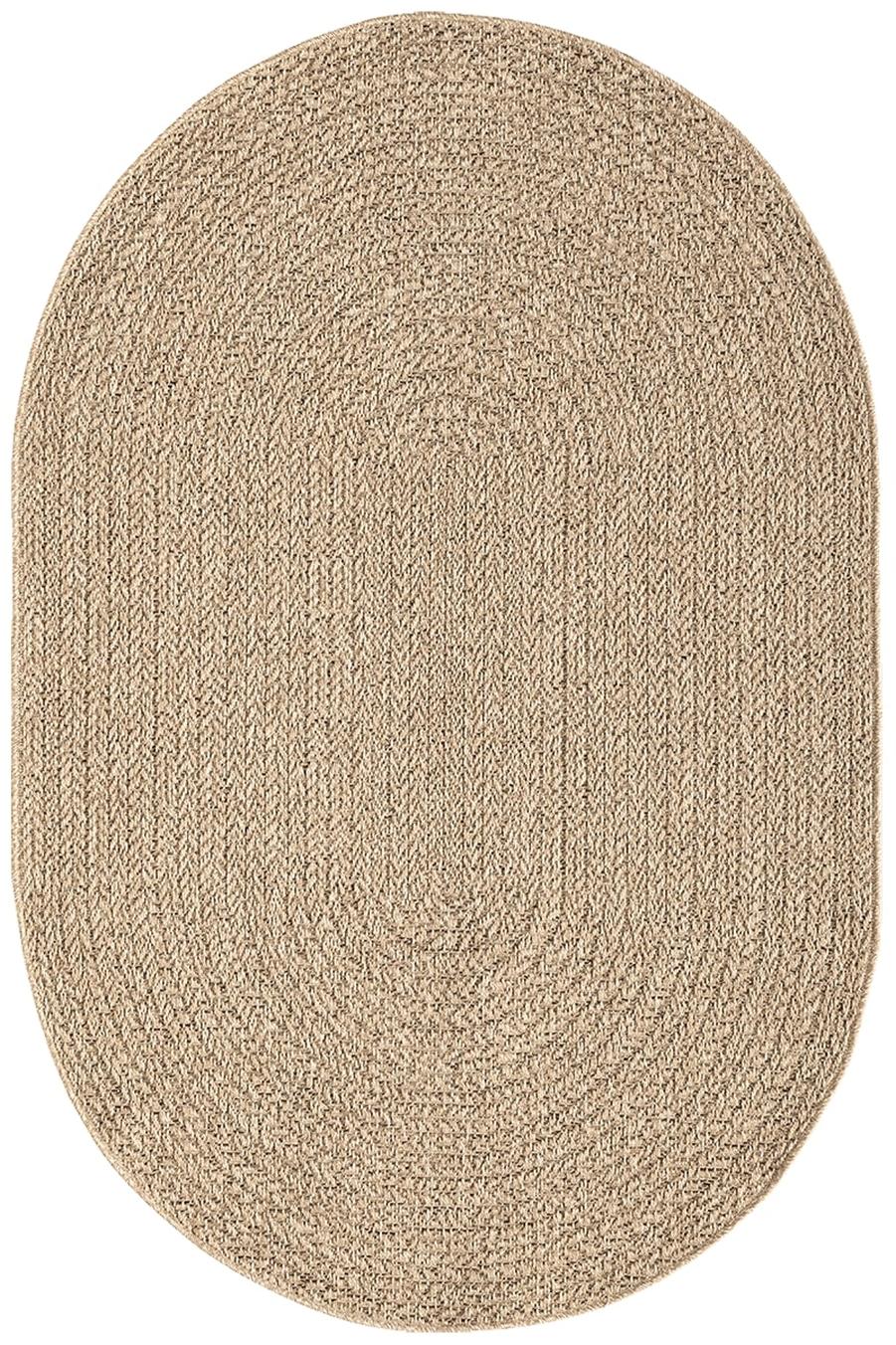 Outdoorteppich Terasse Balkon Indoor Robust Teppich Jute-Look Natur Oval