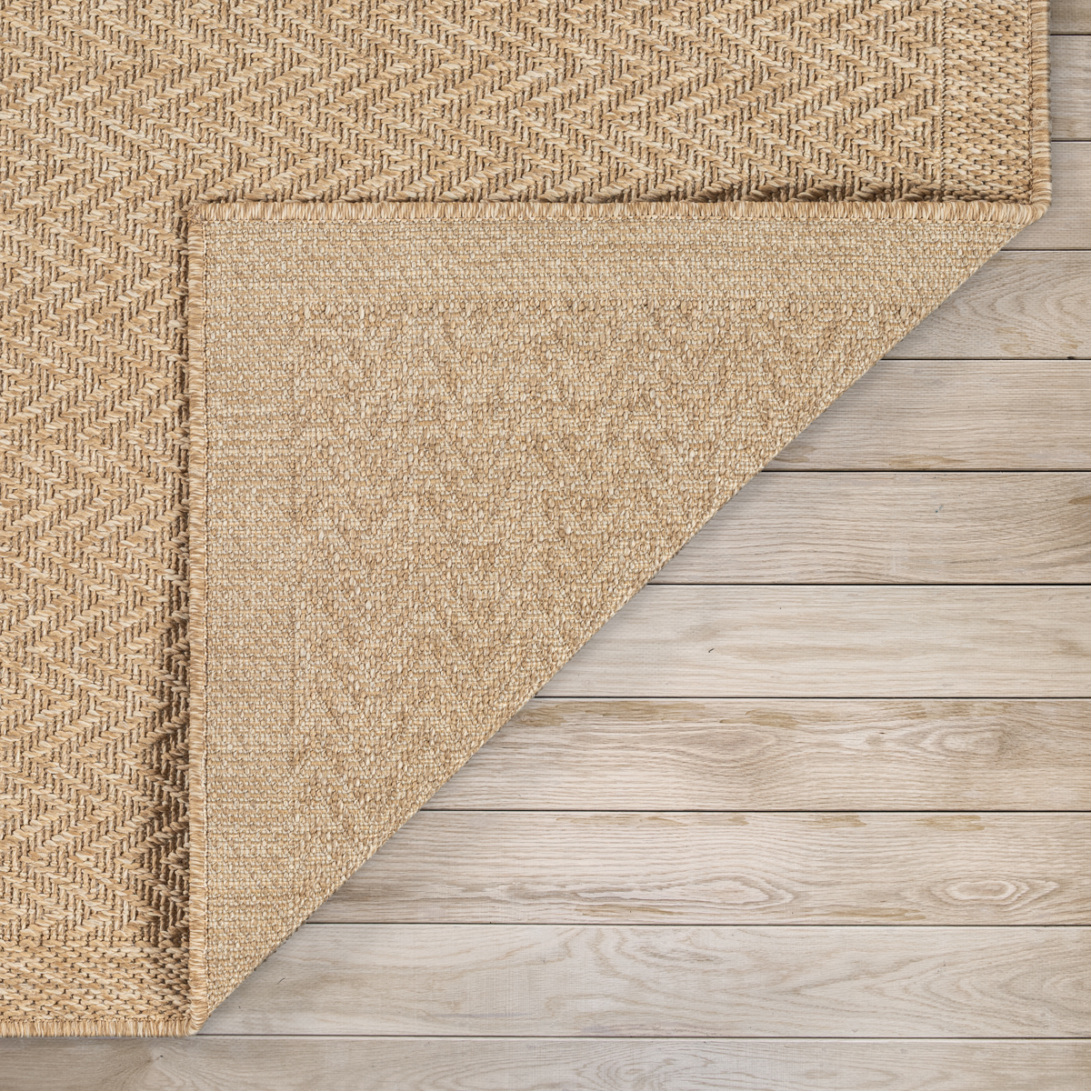 Teppich Modern Indoor Outdoor Flachgewebe Jute-Look Natur Rund