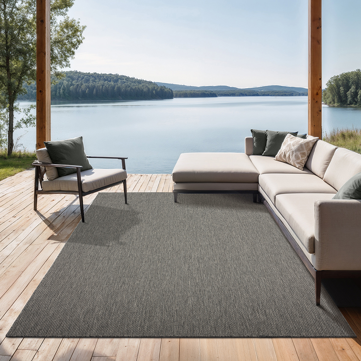 Outdoor Teppich Flachgewebt Terasse Küche Balkon Uni Viele Farben