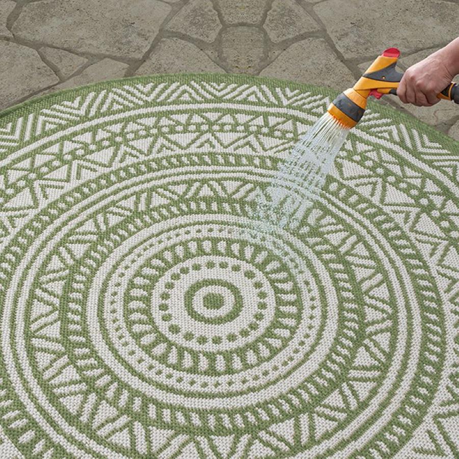 Outdoor Teppich Flachgewebt Terasse Küche Balkon Gemustert Rund