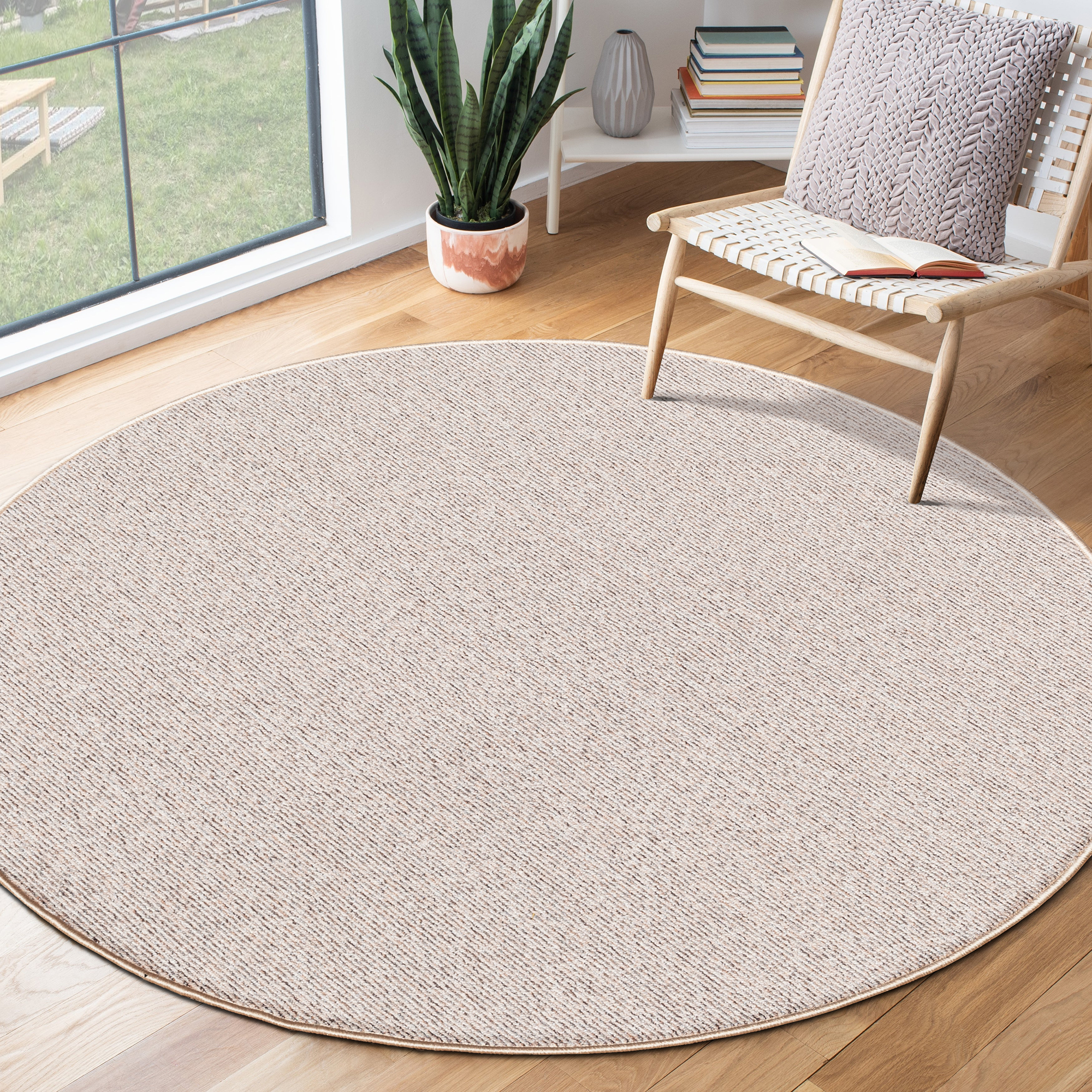 Teppich Wohnzimmer Schlafzimmer Schmutzabweisend Meliert Rund
