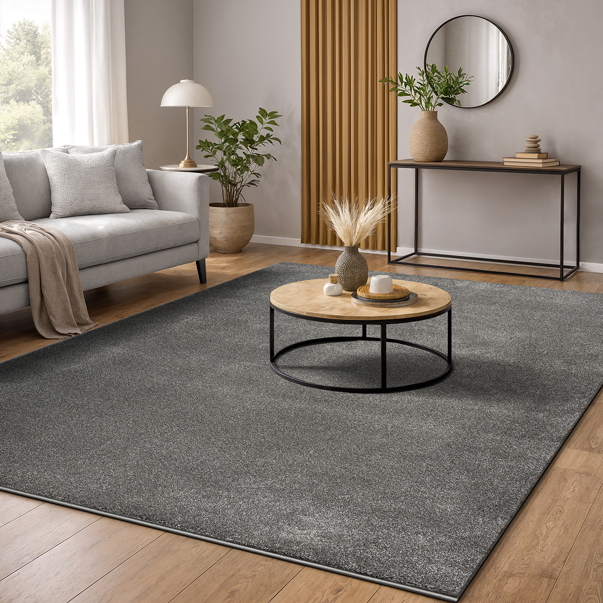 Teppich Wohnzimmer Kurzflor Einfarbig Uni