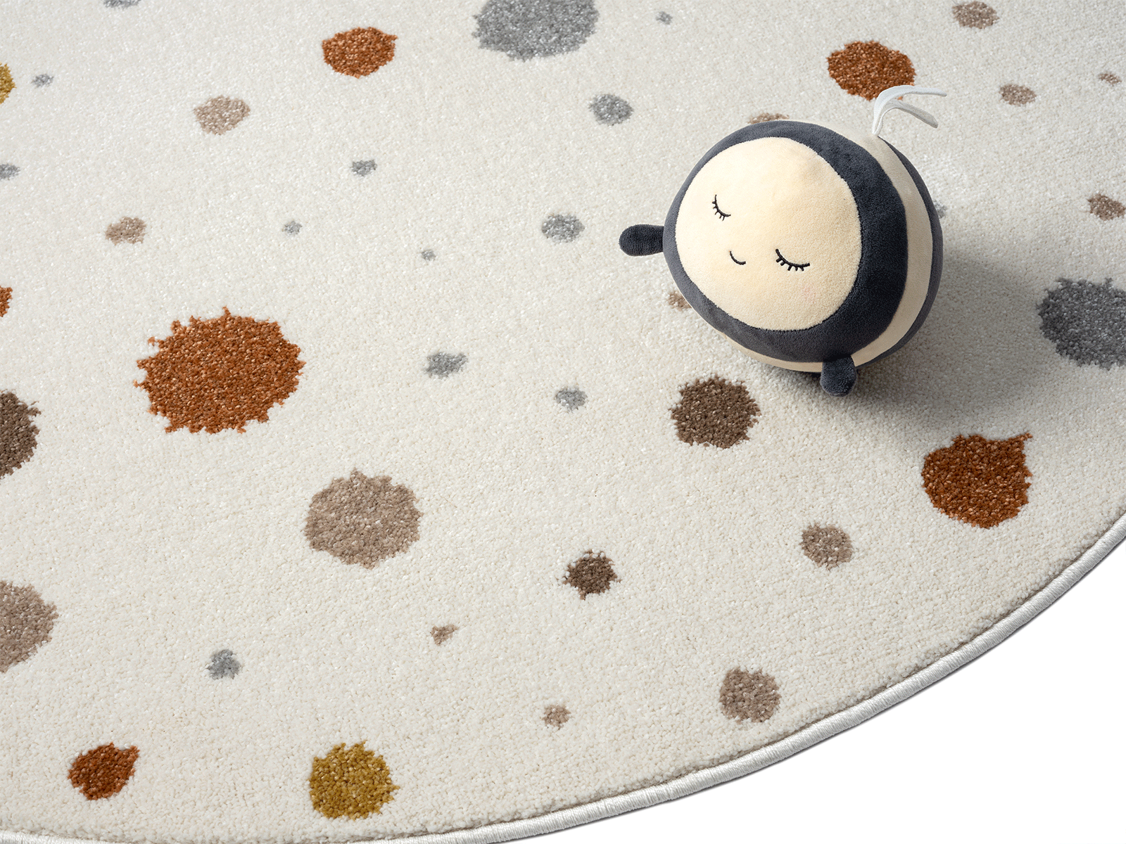 Teppich Kinderzimmer Babyzimmer Mädchen Junge Creme Bunt Rund